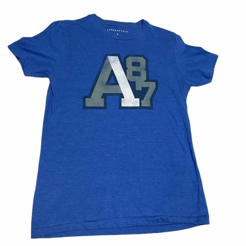 Aeropostale Men's Graphic T-Shirt Blue Size Small